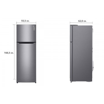 LG GTB362PZCMD Ψυγείο Δίπορτο 254lt NoFrost Υ166.5xΠ55.5xΒ62εκ. Inox